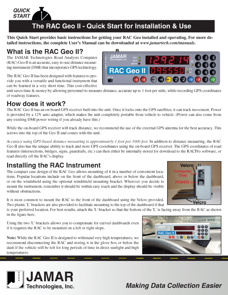 RAC GEO II Quick Start Guide Cover