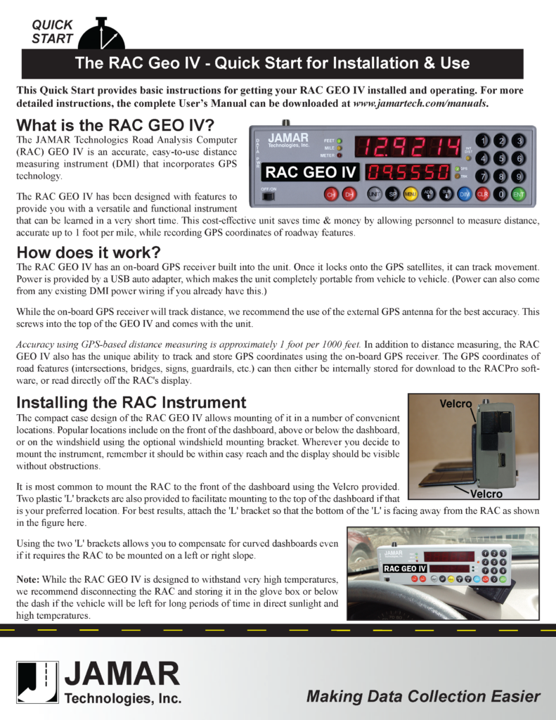 RAC GEO IV Quick Start Guide